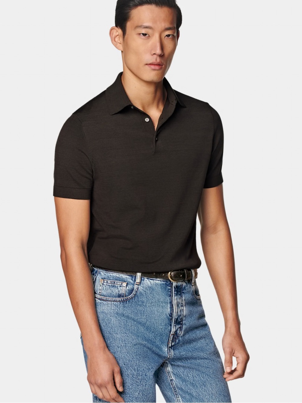 Suitsupply Brown Cashmere-Silk Polo
